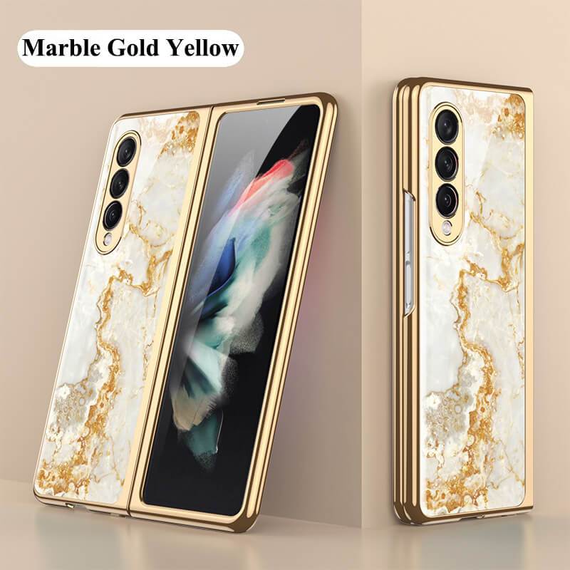 Luxury Marble Glass Case For Samsung Galaxy Z Fold 3 Fold 2 5G