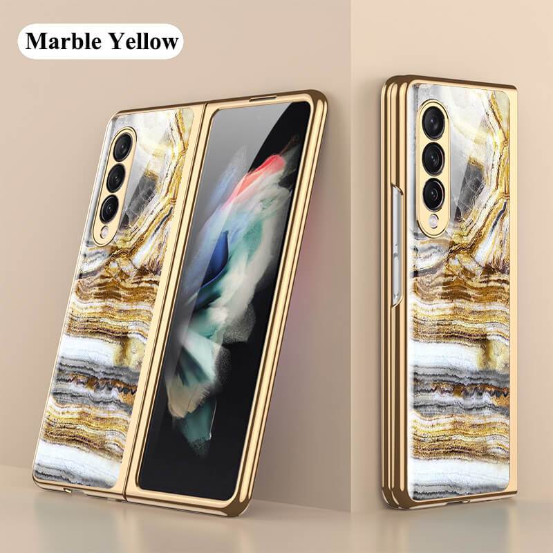 Luxury Marble Glass Case For Samsung Galaxy Z Fold 3 5G