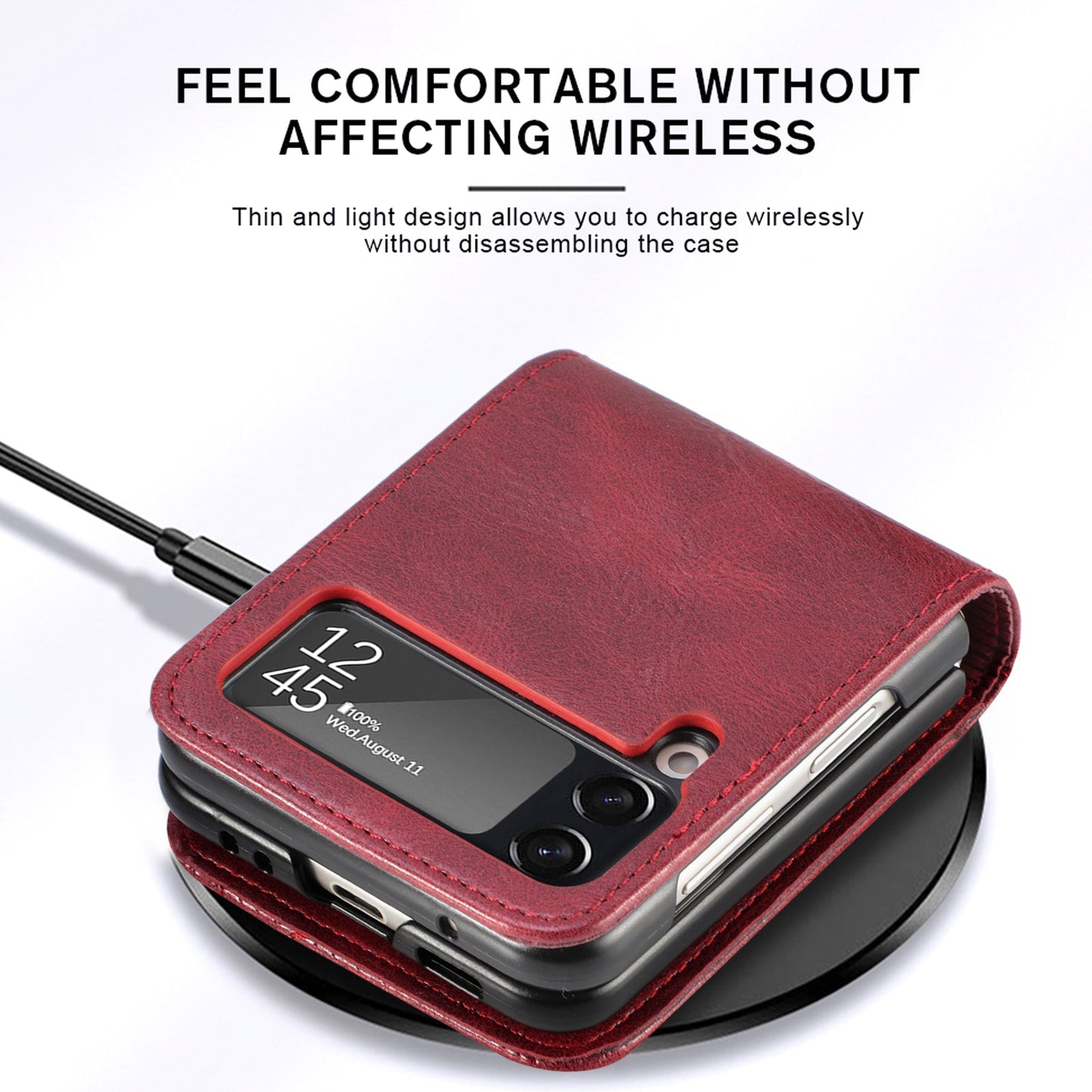 Non-fingerprint Card Slot Leather Case for Samsung Galaxy Z Flip3 Flip 4 Flip 3 5G Flip4 Drop Protection Phone Cover Funda