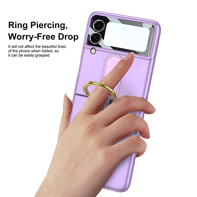 Original Back Screen Glass Matte Hard Cover With Finger-Ring For Samsung Z Flip3 5G