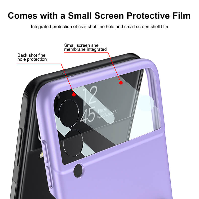 Original Leather Strap Holder Back Screen Glass Hard Cover For Samsung Z Flip 3 5G