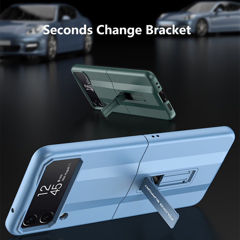 PC Super-car Case For Samsung Galaxy Z Flip 4 5G Phone Case Carbon Fiber Pettern Folding Stand Luxury Protective funda for flip4