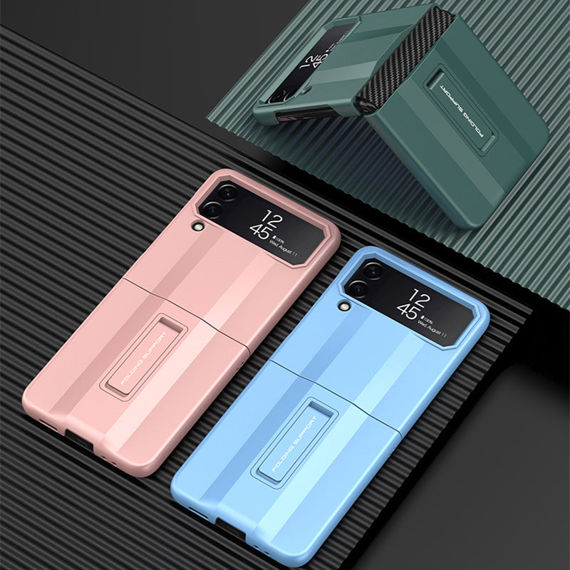 PC Super-car Case For Samsung Galaxy Z Flip 4 5G Phone Case Carbon Fiber Pettern Folding Stand Luxury Protective funda for flip4