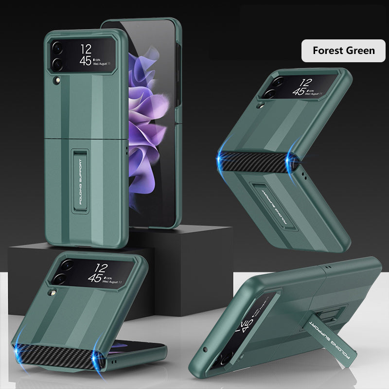 PC Super-car Case For Samsung Galaxy Z Flip 4 5G Phone Case Carbon Fiber Pettern Folding Stand Luxury Protective funda for flip4