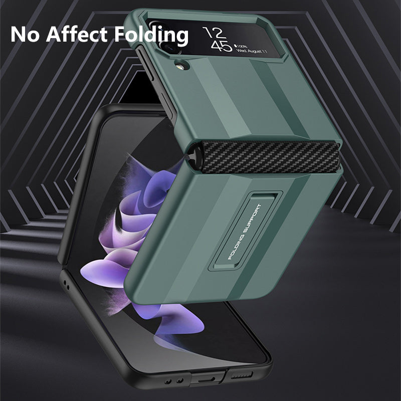 PC Super-car Case For Samsung Galaxy Z Flip 4 5G Phone Case Carbon Fiber Pettern Folding Stand Luxury Protective funda for flip4