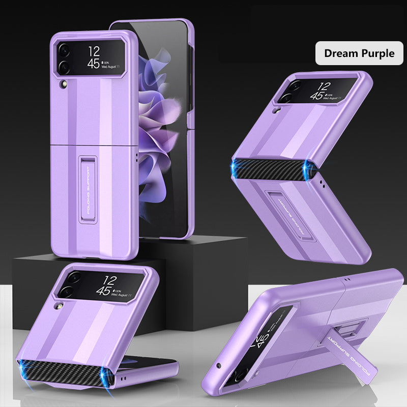 PC Super-car Case For Samsung Galaxy Z Flip 4 5G Phone Case Carbon Fiber Pettern Folding Stand Luxury Protective funda for flip4