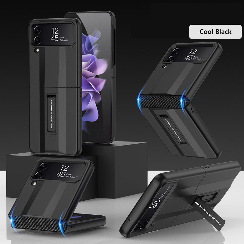 PC Super-car Case For Samsung Galaxy Z Flip 4 5G Phone Case Carbon Fiber Pettern Folding Stand Luxury Protective funda for flip4