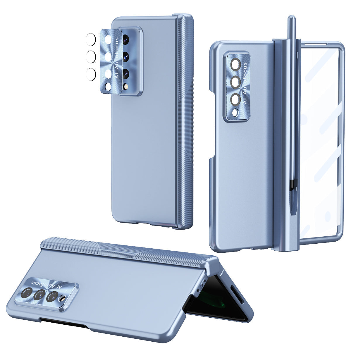 Electroplated Samsung Galaxy Z Fold4 5G Case with Tempered Glass Film and Stylus