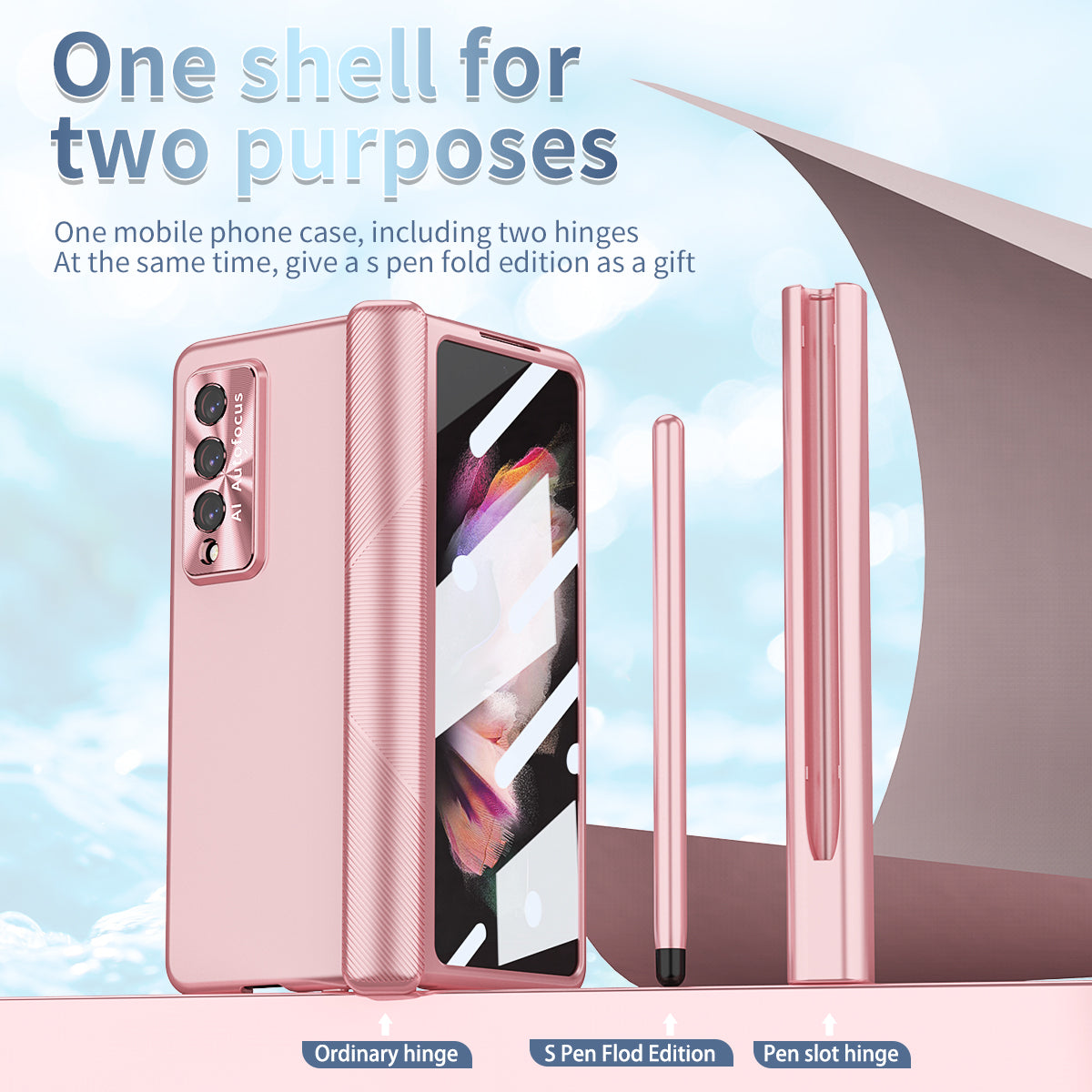 Electroplated Samsung Galaxy Z Fold4 5G Case with Tempered Glass Film and Stylus