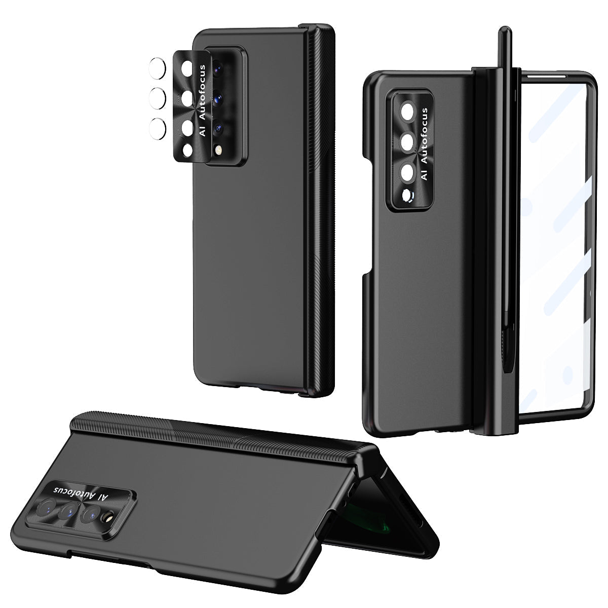 Electroplated Samsung Galaxy Z Fold4 5G Case with Tempered Glass Film and Stylus