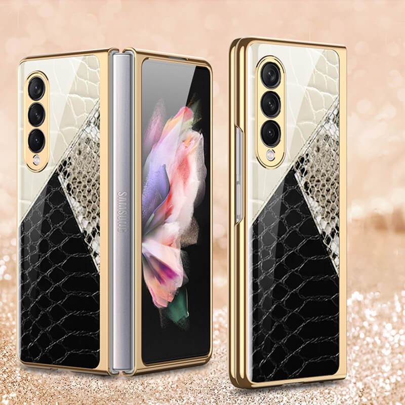 Python Leopard Print Tempered Glass Case for Samsung Galaxy Z Fold 3 5G
