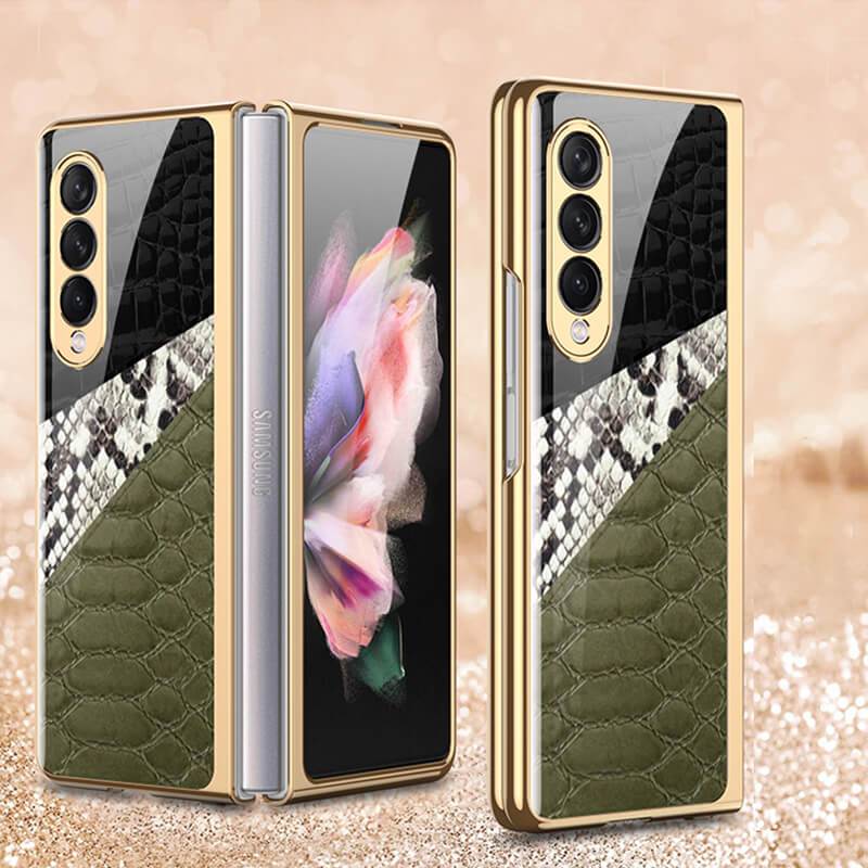 Python Leopard Print Tempered Glass Case for Samsung Galaxy Z Fold 3 5G