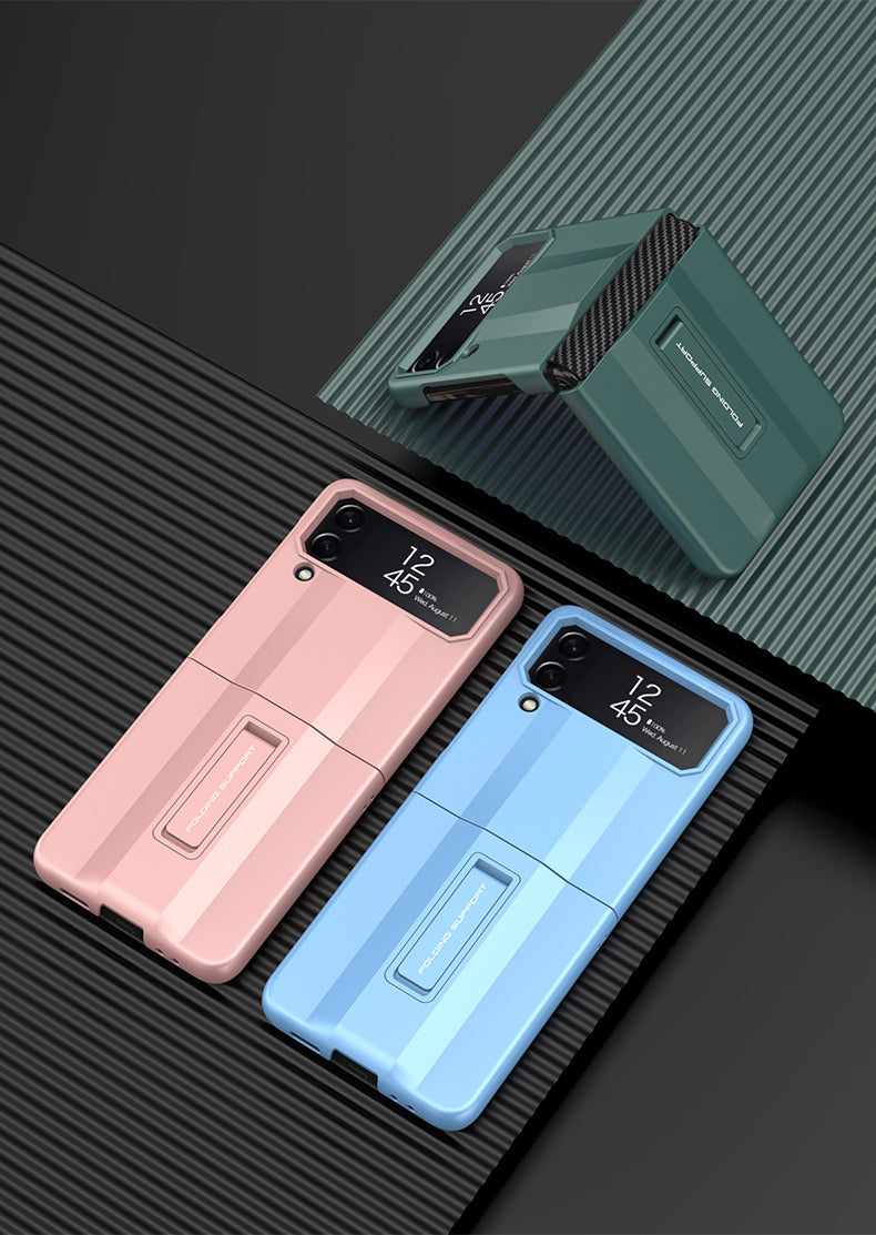 PC Super-car Case For Samsung Galaxy Z Flip 4 5G Phone Case Carbon Fiber Pettern Folding Stand Luxury Protective funda for flip4