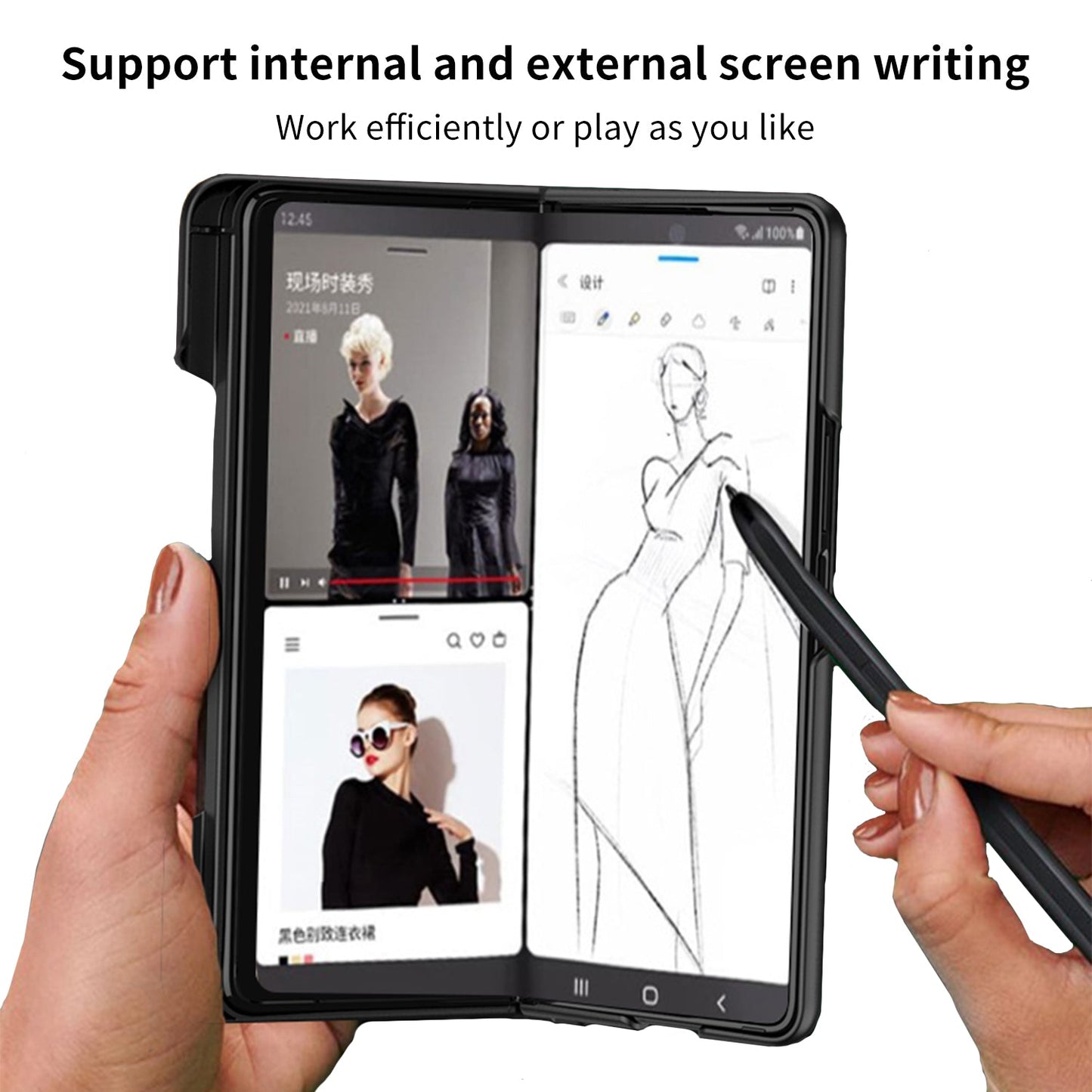 Ultra-thin Pen Slot Case For Samsung Galaxy Z Fold 3 5G Case Magnetic Holder Plastic Cover For Galaxy Z Fold 3 5G
