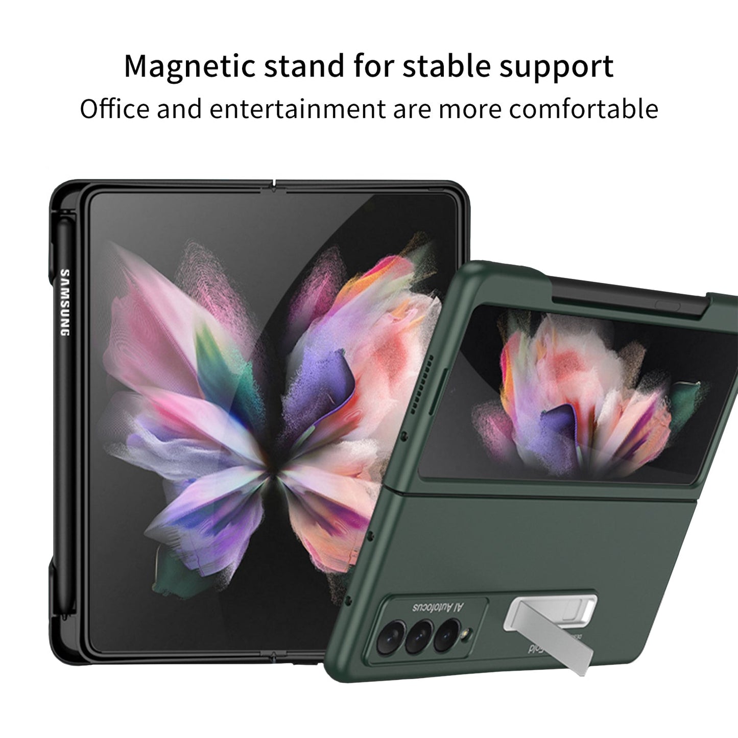 Ultra-thin Pen Slot Case For Samsung Galaxy Z Fold 3 5G Case Magnetic Holder Plastic Cover For Galaxy Z Fold 3 5G