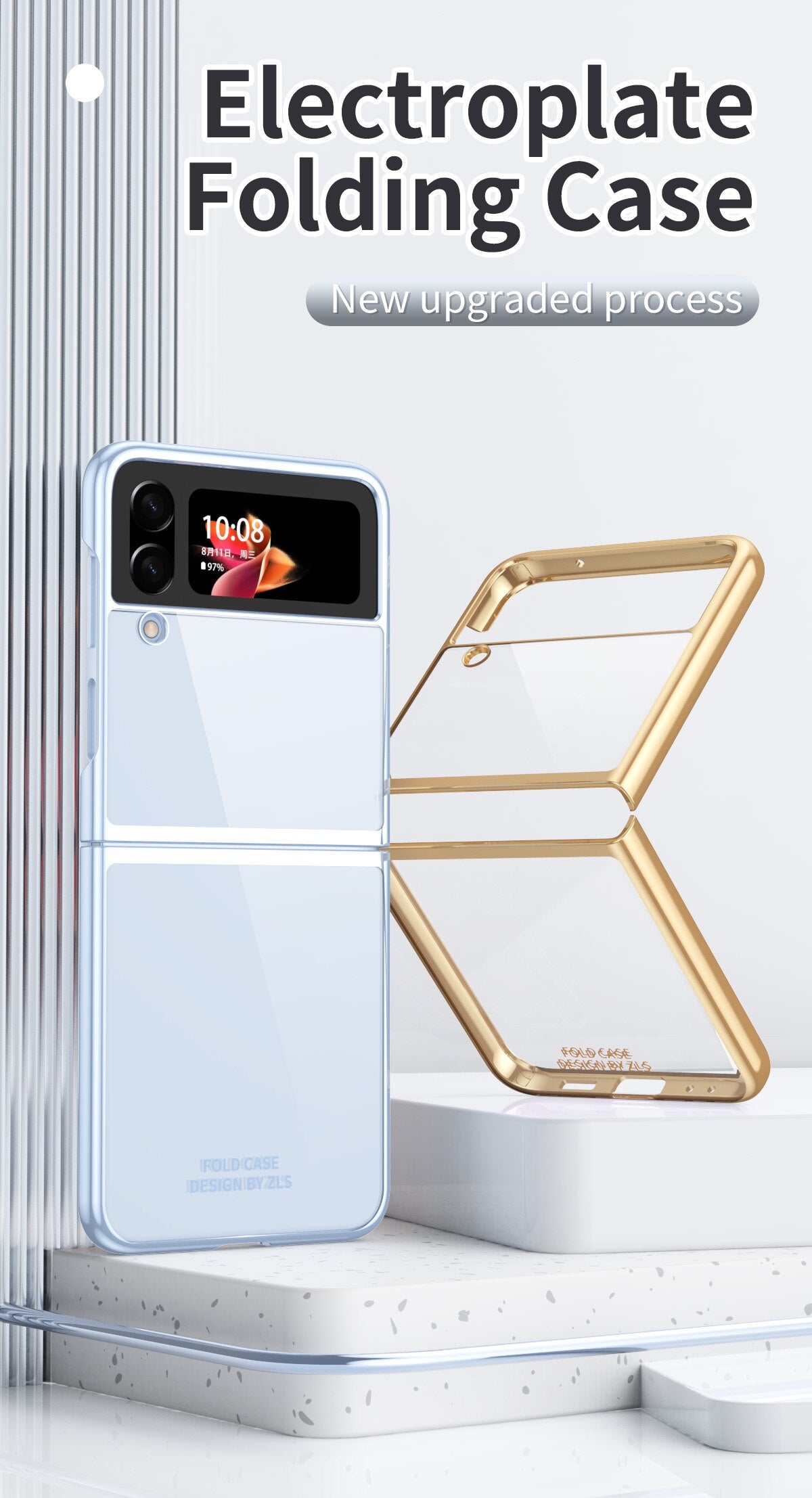 Clear Plating Capa For Samsung Galaxy Z Flip4 5G  Case Fundas Transparent Frame Hard PC Protection Cover