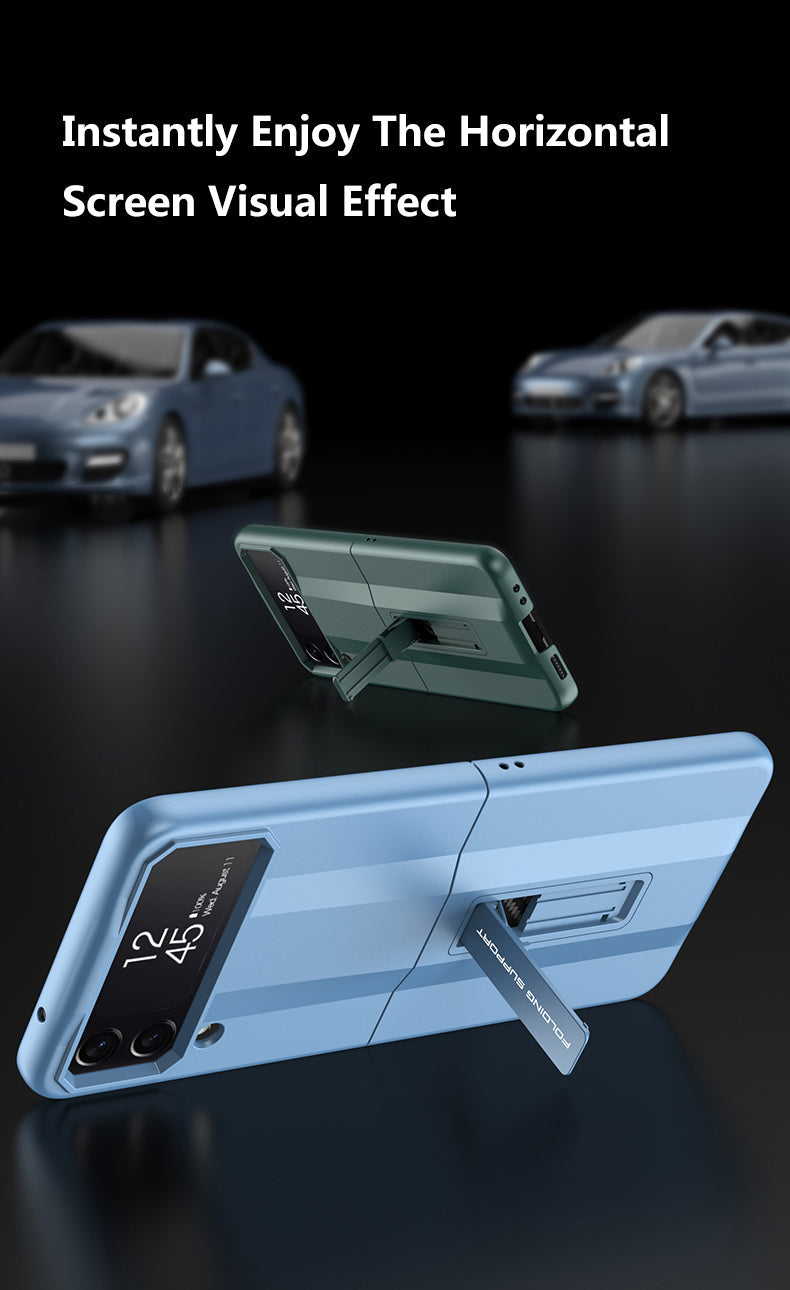 PC Super-car Case For Samsung Galaxy Z Flip 4 5G Phone Case Carbon Fiber Pettern Folding Stand Luxury Protective funda for flip4