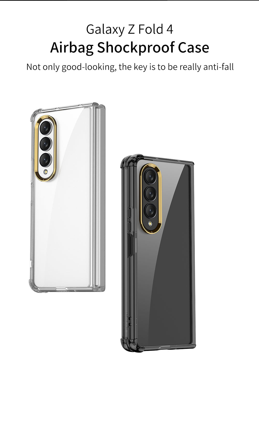 Airbag Bumper With Glass Frame Cover For Samsung Galaxy Z Fold 4 Case Shockproof Clear Soft Edge Case For Galaxy Z Fold4 5G