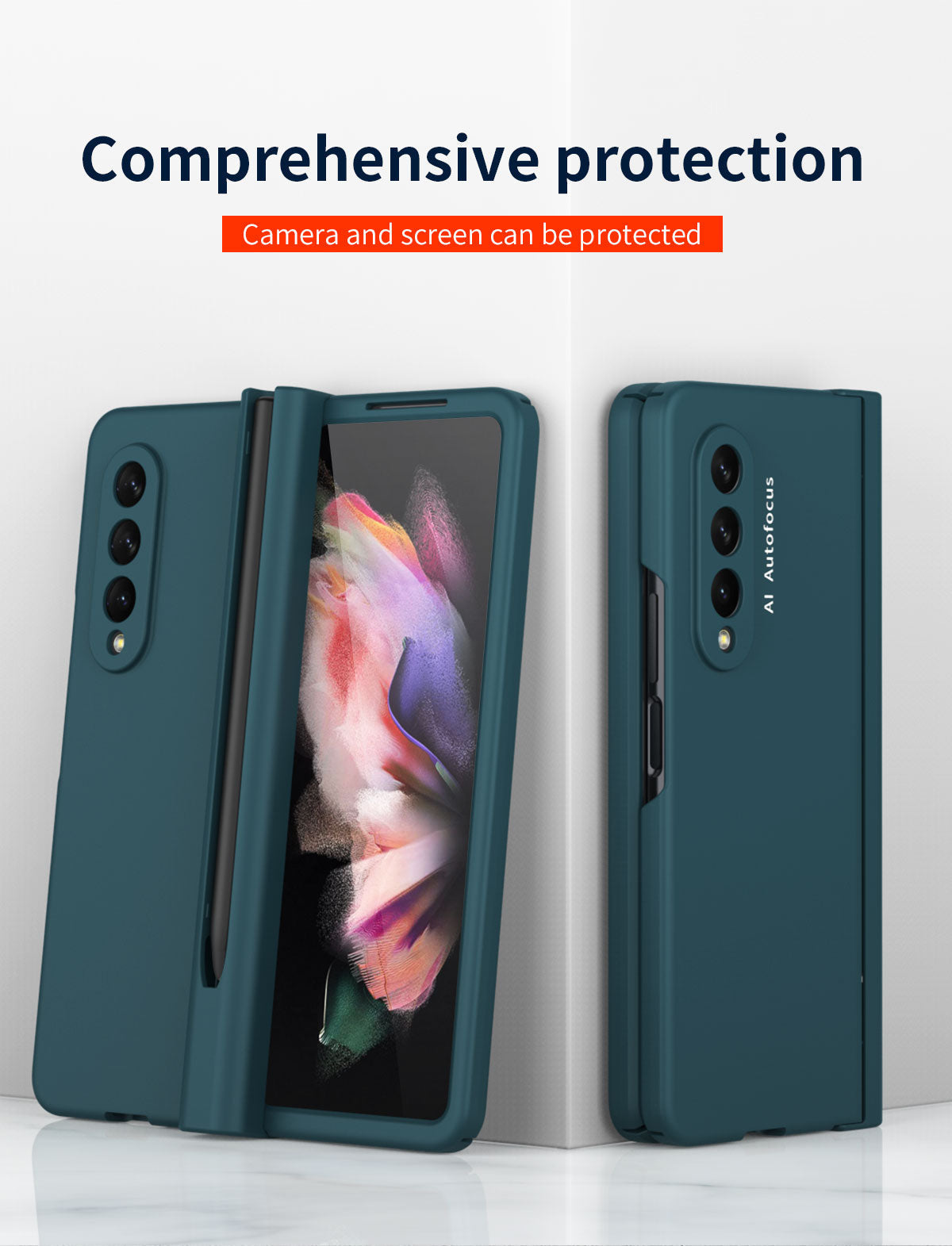 Samsung Galaxy Z Fold4 5G Hinge Case with Pen Slot Holder Hinge Case with Front Screen Glass Film