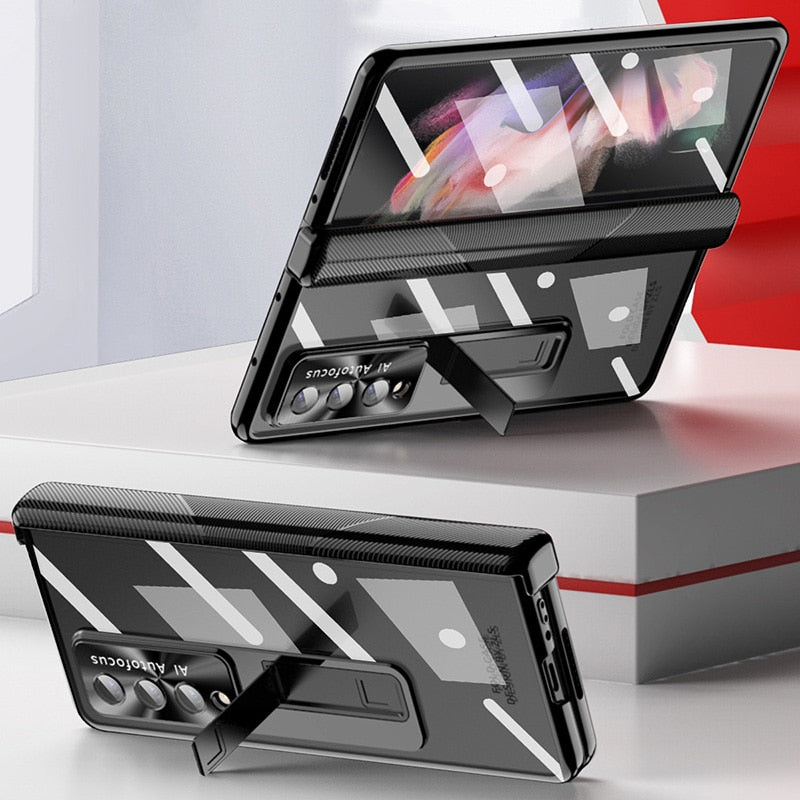 Magnetic Double Hinge Case For Samsung Galaxy Z Fold4 5G With Film Protector and Stylus