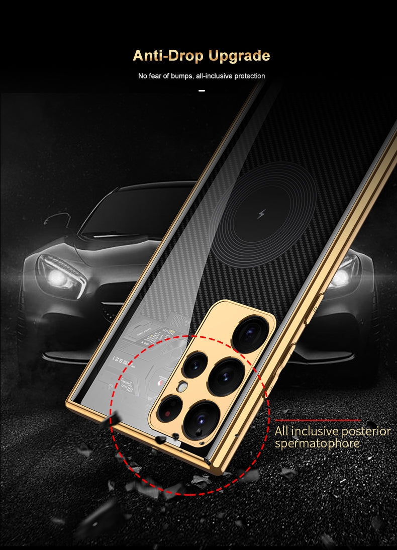 Tempered Glass Case For Samsung Galaxy S22 Plus Ultra Case Luxury Plating Frame Cover For Samsung S22 Plus Ultra
