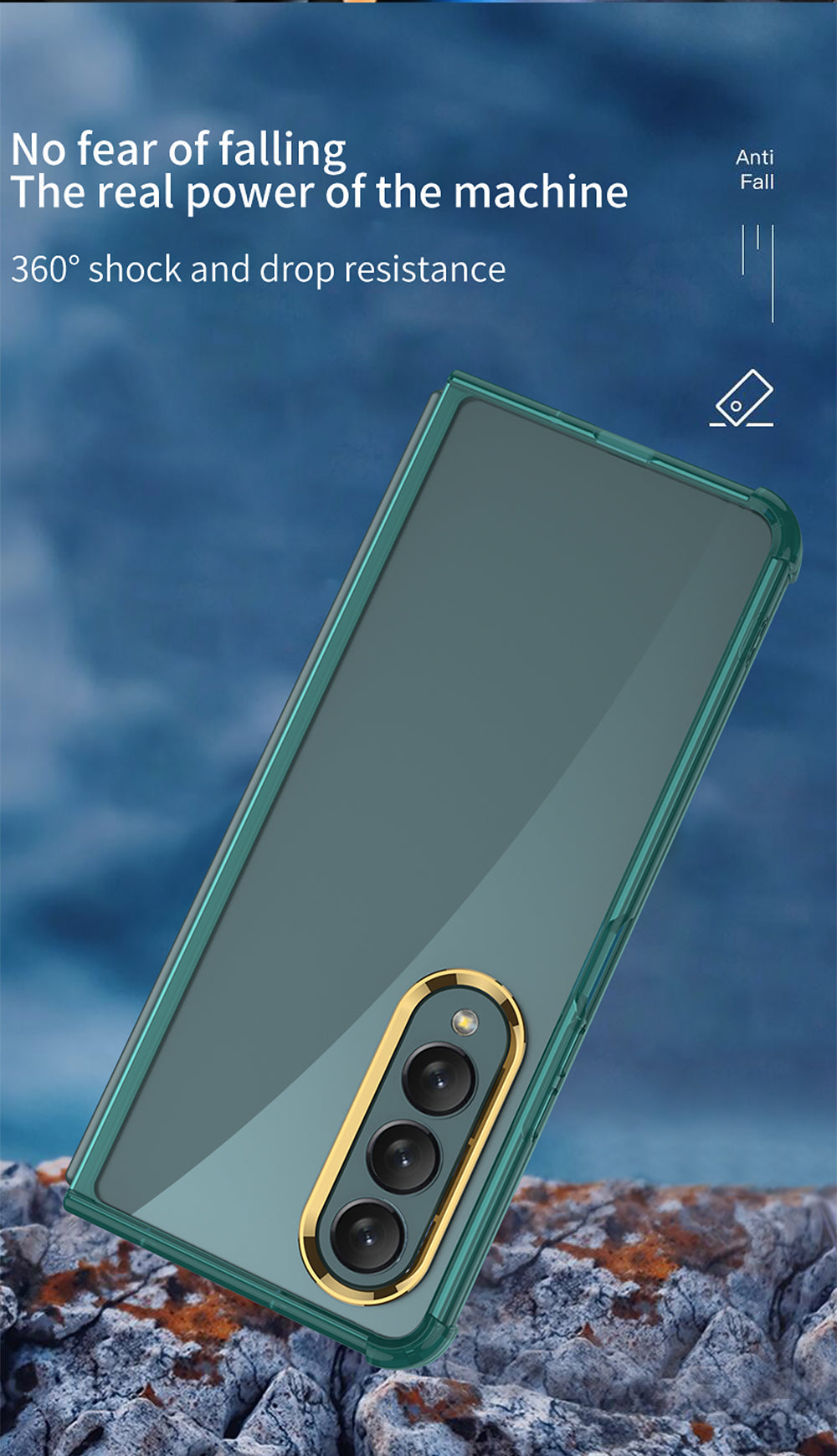 Airbag Bumper With Glass Frame Cover For Samsung Galaxy Z Fold 4 Case Shockproof Clear Soft Edge Case For Galaxy Z Fold4 5G