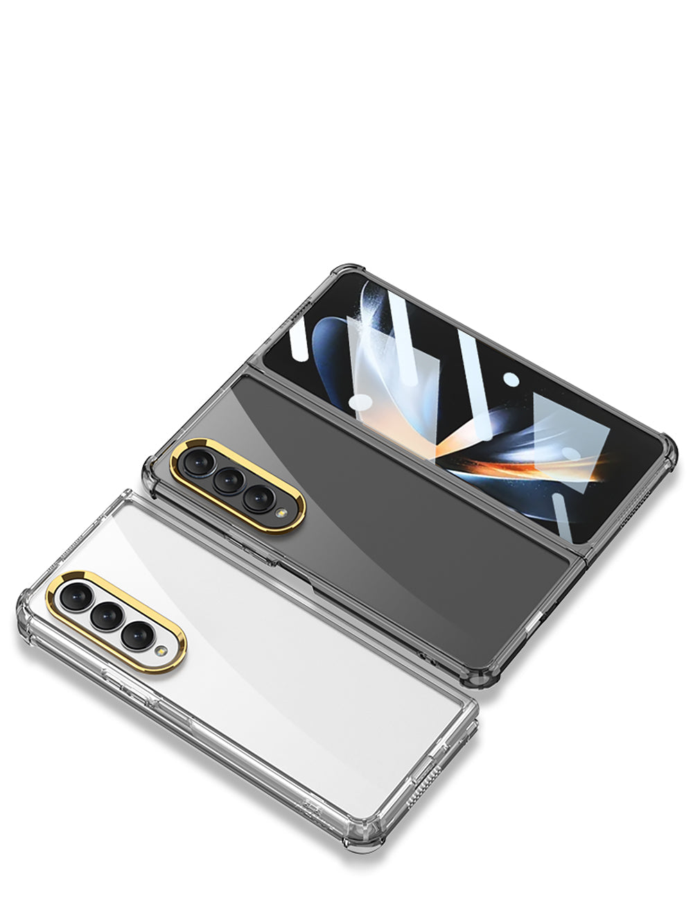 Airbag Bumper With Glass Frame Cover For Samsung Galaxy Z Fold 4 Case Shockproof Clear Soft Edge Case For Galaxy Z Fold4 5G