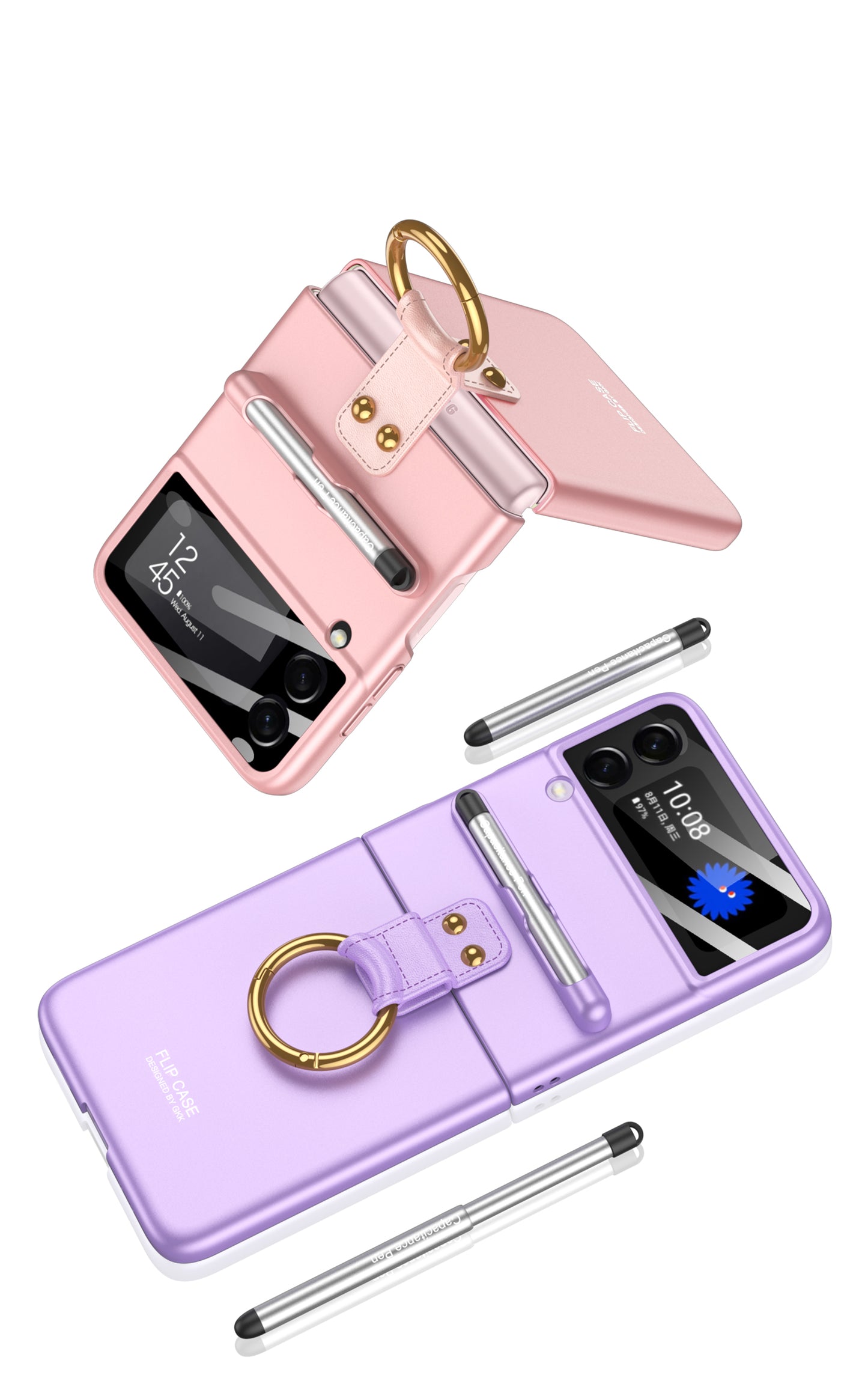 Samsung Galaxy Z Flip 3 5G Case With Capacitance Pen Slot Back Screen Glass Hard Cover For Samsung Z Flip3 5G