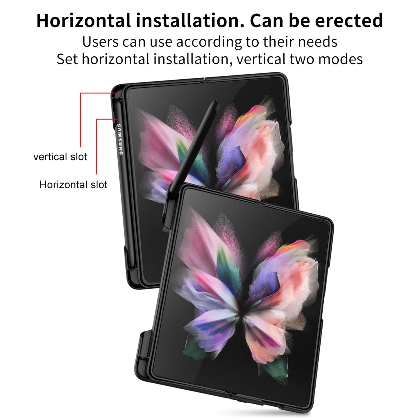 Ultra-thin Pen Slot Case For Samsung Galaxy Z Fold 3 5G Case Magnetic Holder Plastic Cover For Galaxy Z Fold 3 5G