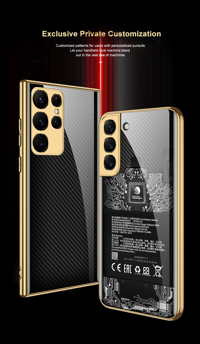 Tempered Glass Case For Samsung Galaxy S22 Plus Ultra Case Luxury Plating Frame Cover For Samsung S22 Plus Ultra