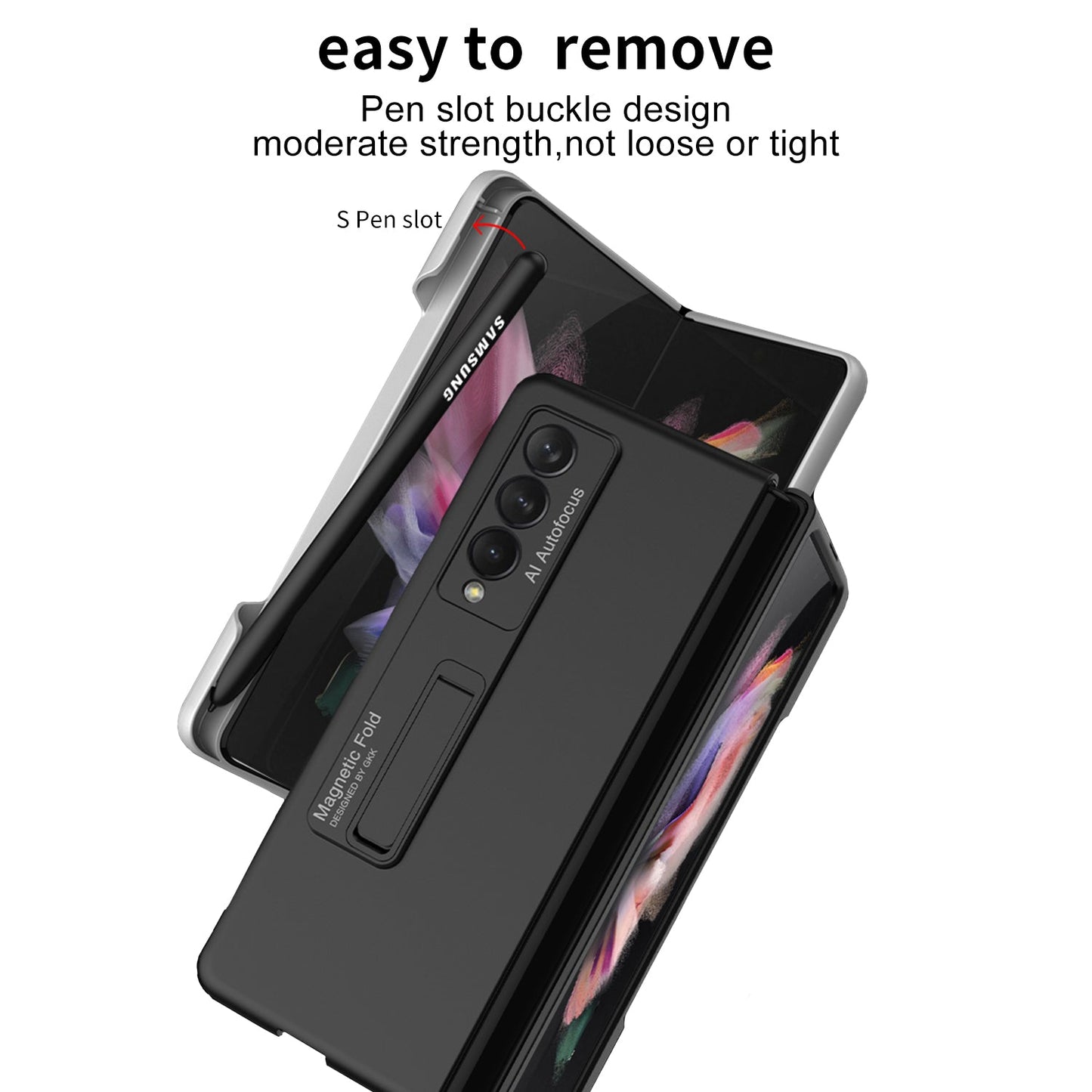 Ultra-thin Pen Slot Case For Samsung Galaxy Z Fold 3 5G Case Magnetic Holder Plastic Cover For Galaxy Z Fold 3 5G