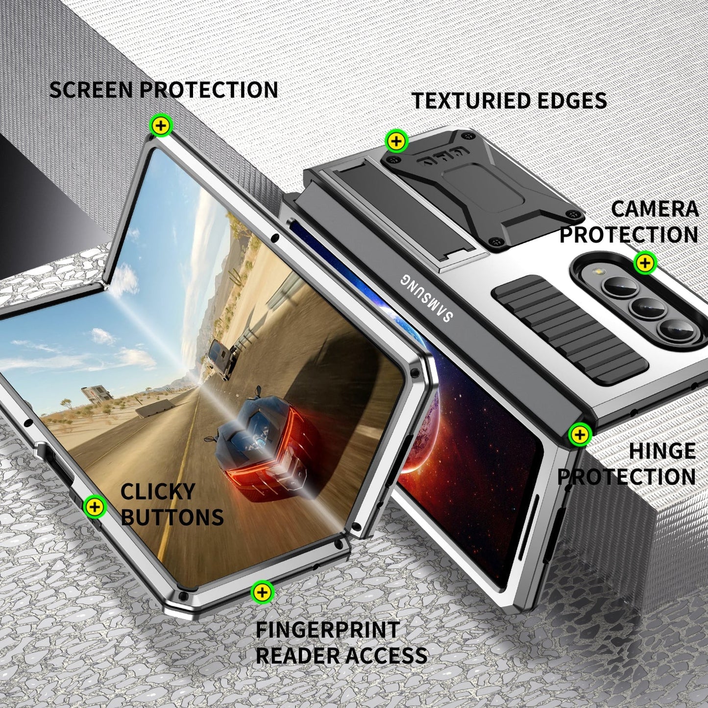 Aluminum Alloy Metal Samsung Galaxy Z Fold4 5G Case Heavy Duty Protection Stand Back Cover for Samsung Z Fold4 Capa