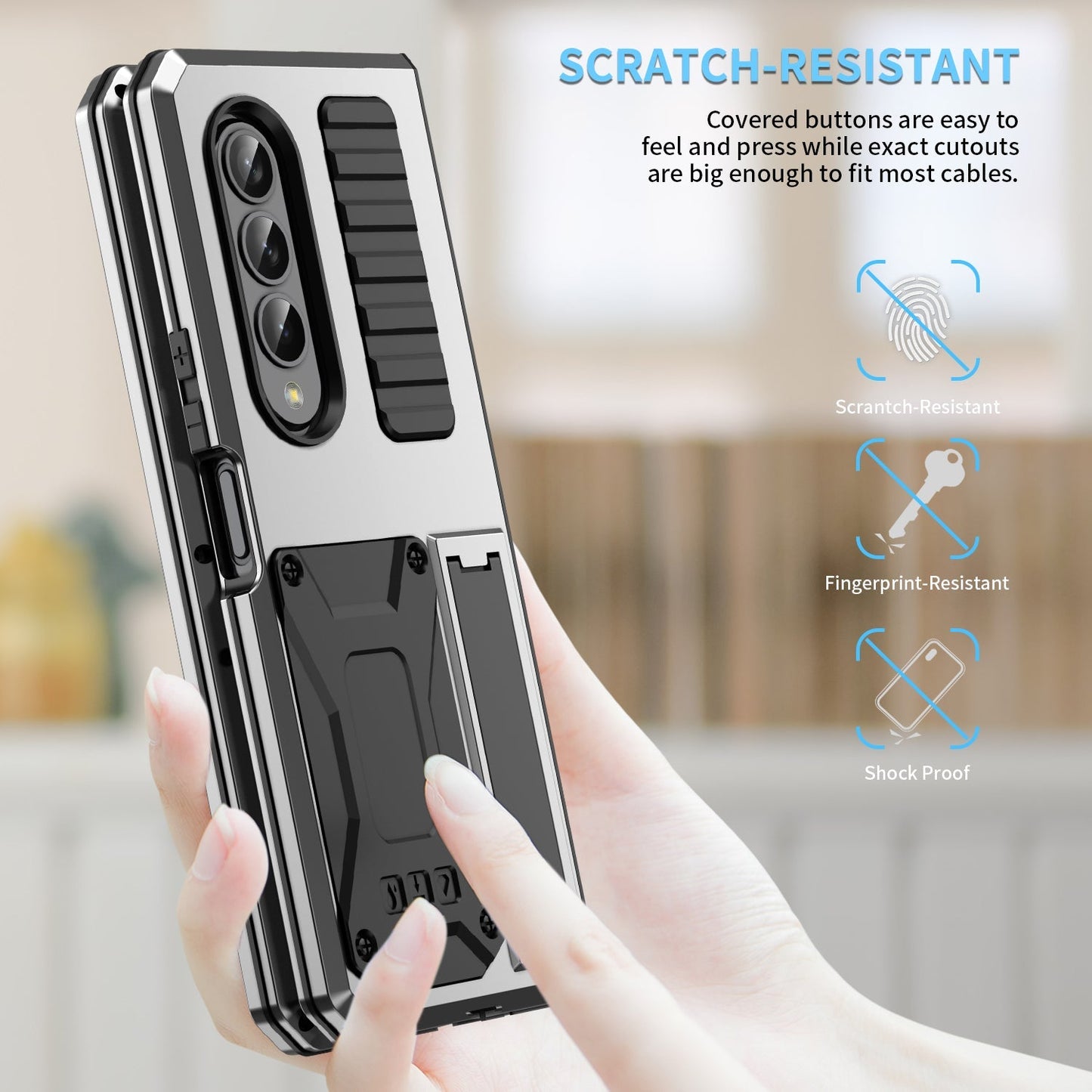 Aluminum Alloy Metal Samsung Galaxy Z Fold4 5G Case Heavy Duty Protection Stand Back Cover for Samsung Z Fold4 Capa