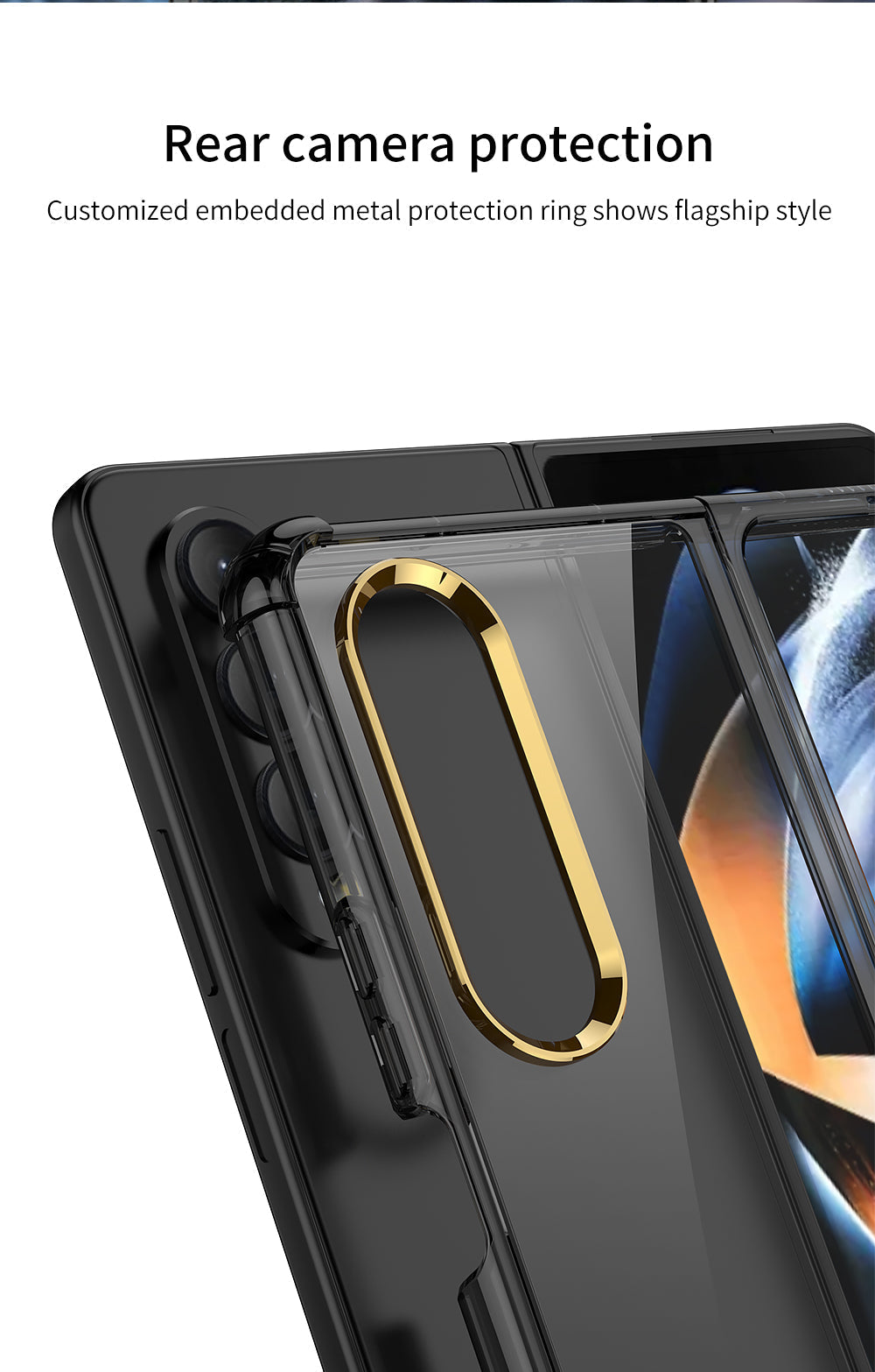 Airbag Bumper With Glass Frame Cover For Samsung Galaxy Z Fold 4 Case Shockproof Clear Soft Edge Case For Galaxy Z Fold4 5G