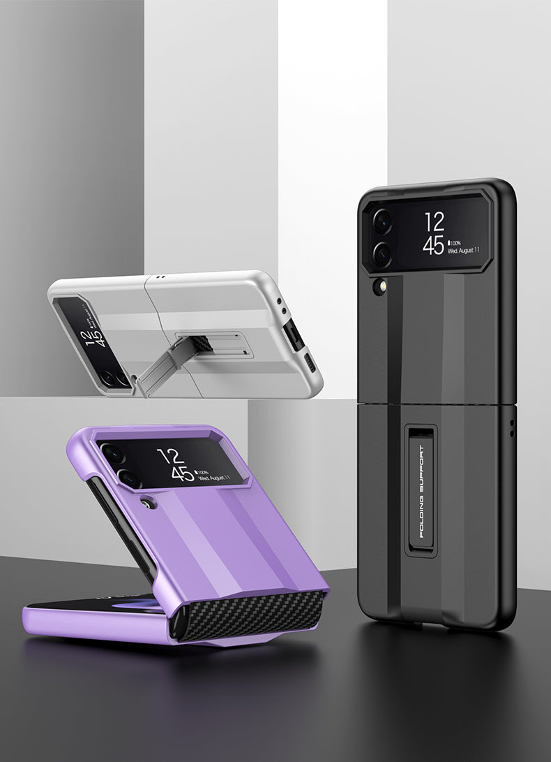 PC Super-car Case For Samsung Galaxy Z Flip 4 5G Phone Case Carbon Fiber Pettern Folding Stand Luxury Protective funda for flip4