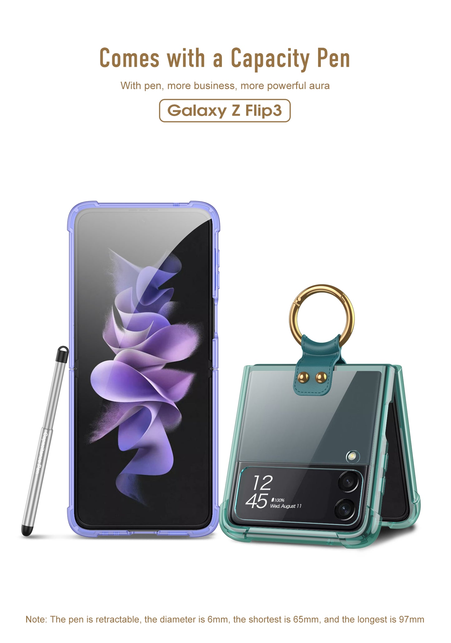 Airbag Corner Hard Silicone Case For Samsung Galaxy Z Flip 3 5G Case Included Capacitance Pen Slot Cover For Galaxy Z Flip 3