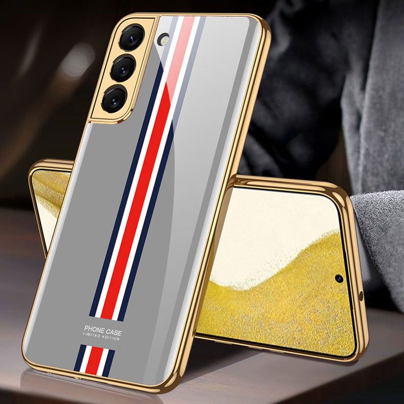 Tempered Glass Case For Samsung Galaxy S22 Plus Ultra Case Luxury Plating Frame Cover For Samsung S22 Plus Ultra
