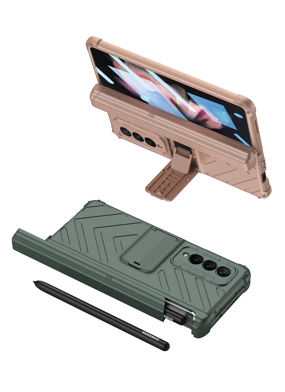 All-included Magnetic Hinge Screen Glass Case For Samsung Galaxy Z Fold 3 Case Slide Pen Holder Cover For Galaxy Z Fold3 5G