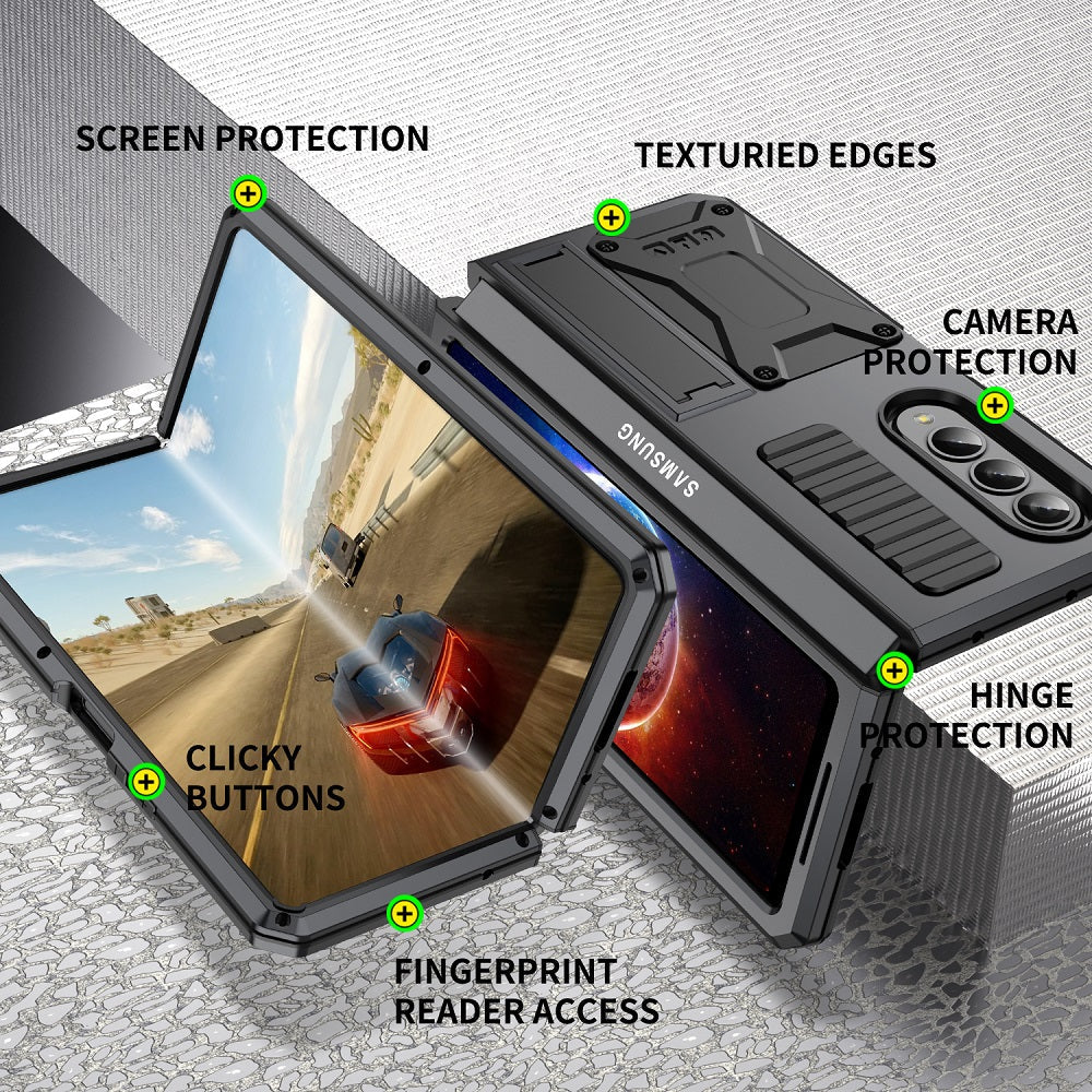 Aluminum Alloy Metal Samsung Galaxy Z Fold4 5G Case Heavy Duty Protection Stand Back Cover for Samsung Z Fold4 Capa