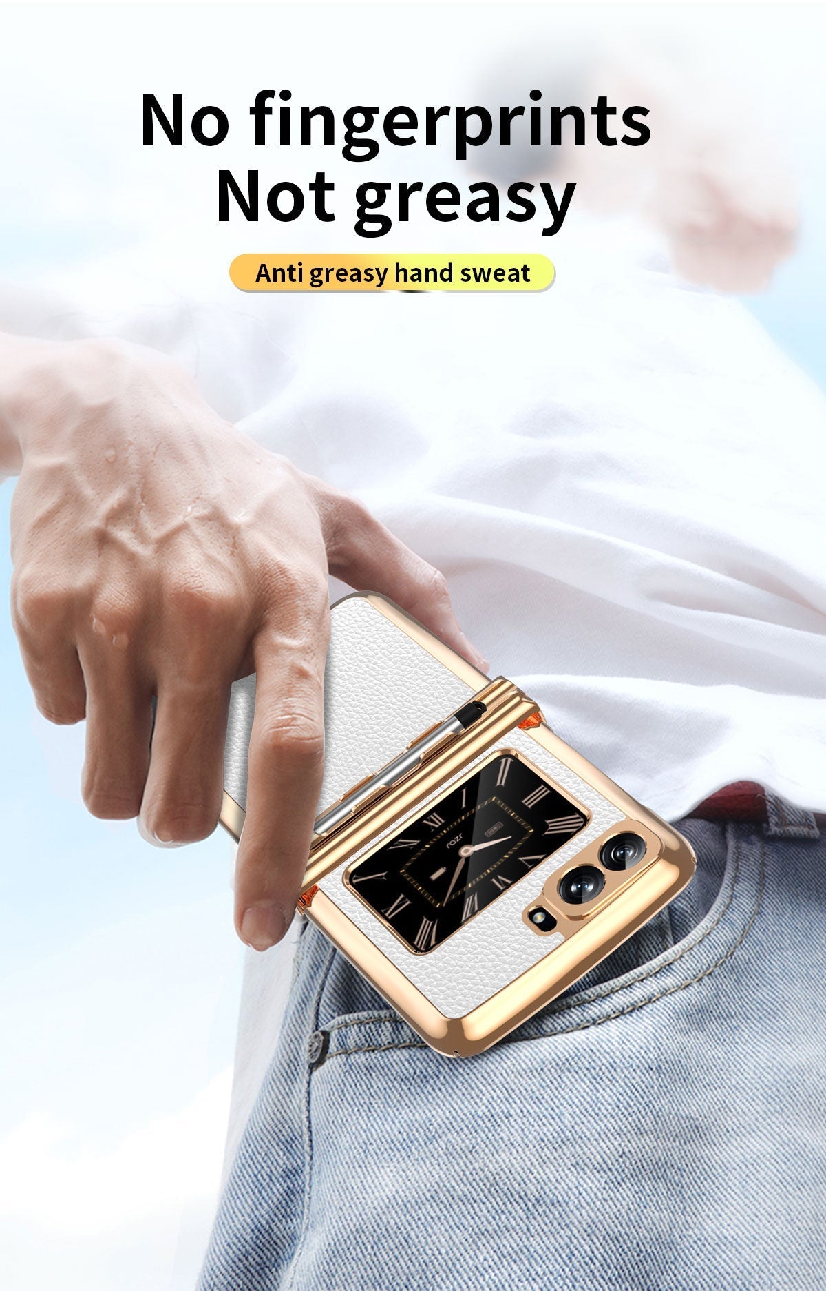 2 Hinges Replaceable Cover For Motorola Razr 2022 Leather Shockproof Double Hinge