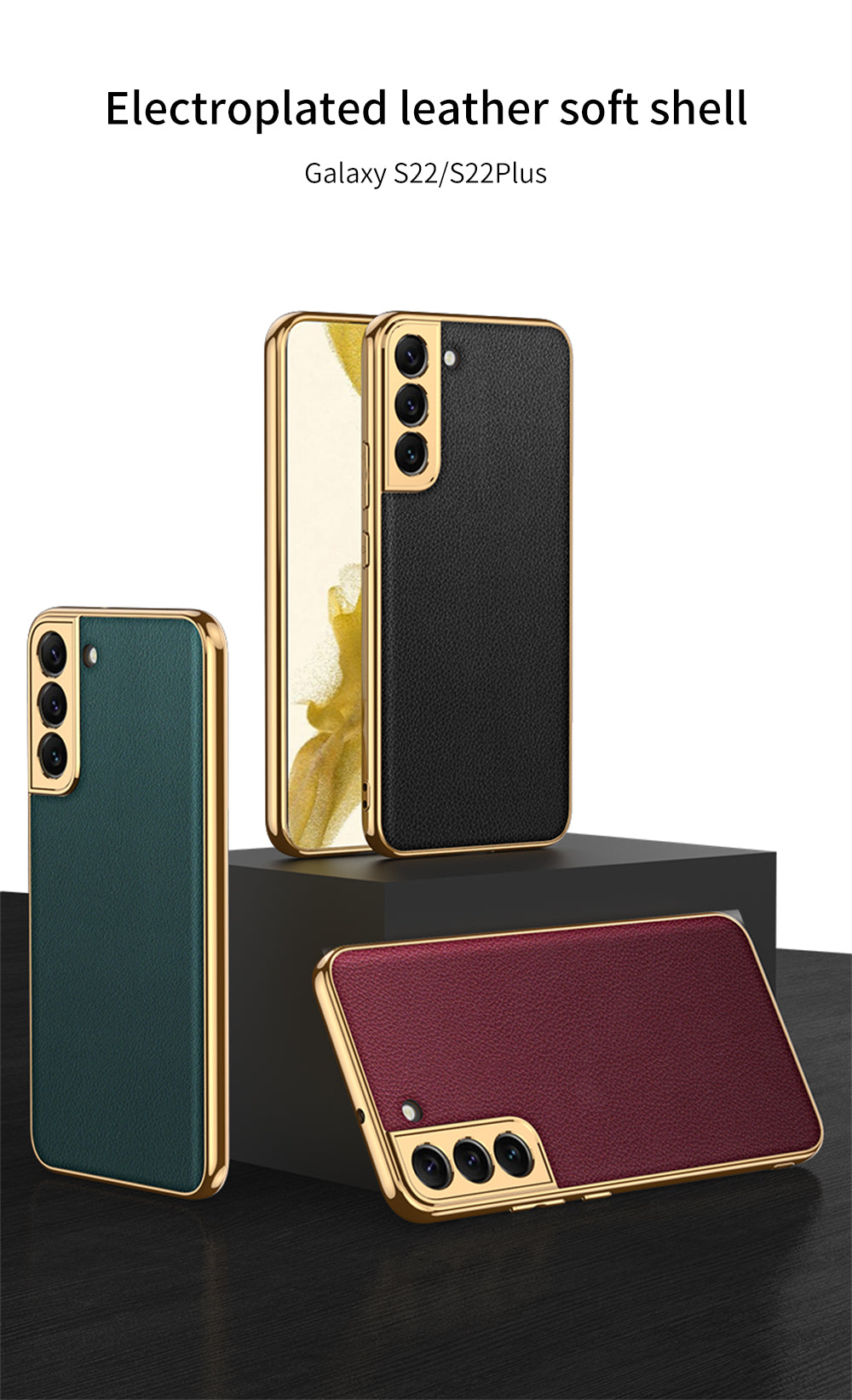 Plating Leather Case For Samsung Galaxy S22 Plus Ultra Case Lens Protection Soft Cover For Samsung S22 Ultra Plus