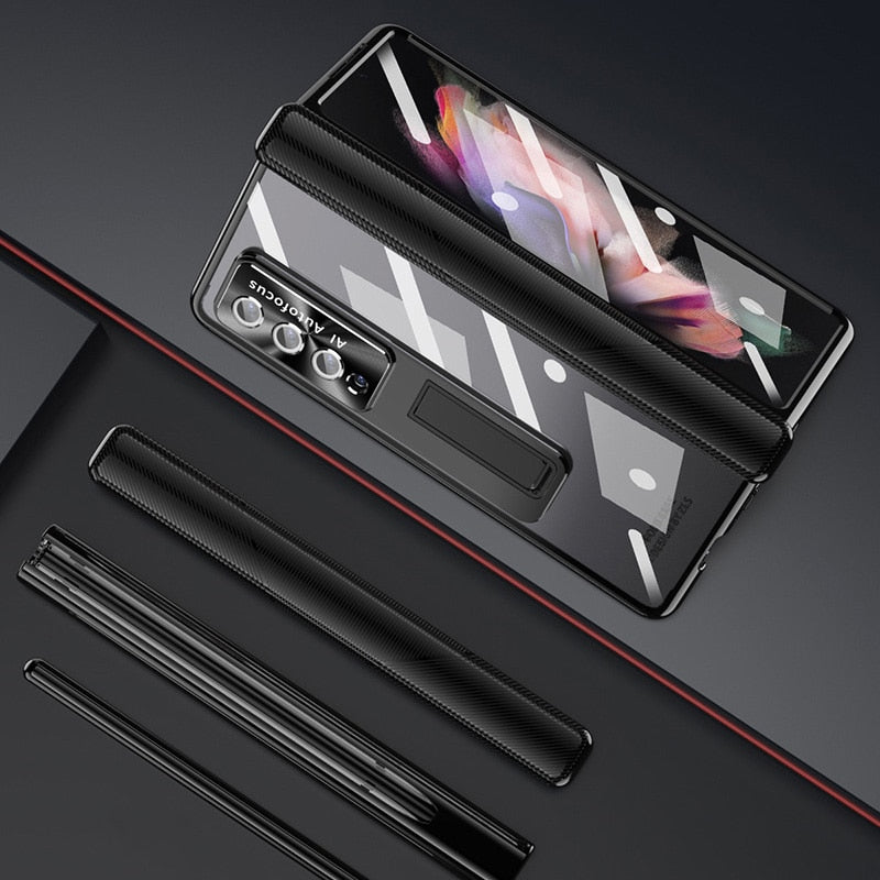 Magnetic Double Hinge Case For Samsung Galaxy Z Fold4 5G With Film Protector and Stylus