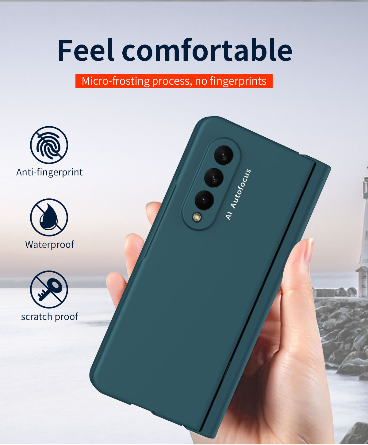 Samsung Galaxy Z Fold4 5G Hinge Case with Pen Slot Holder Hinge Case with Front Screen Glass Film