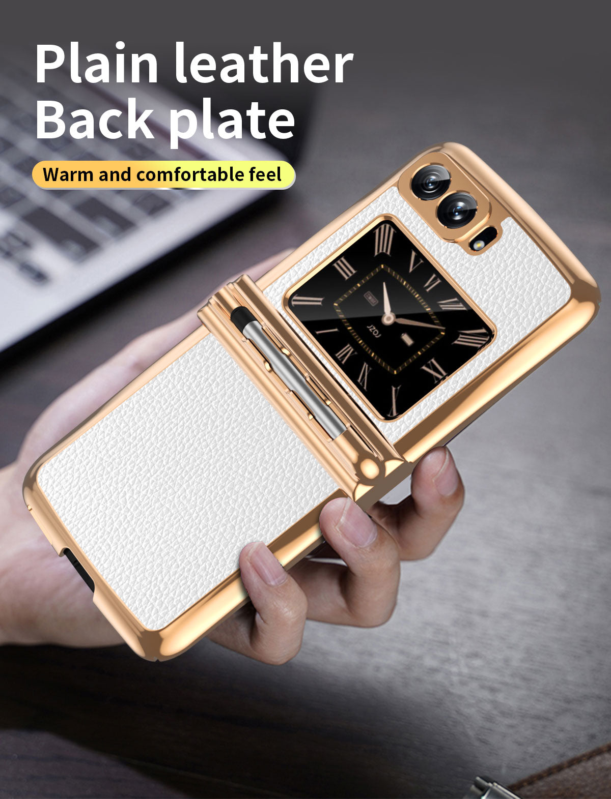 2 Hinges Replaceable Cover For Motorola Razr 2022 Leather Shockproof Double Hinge