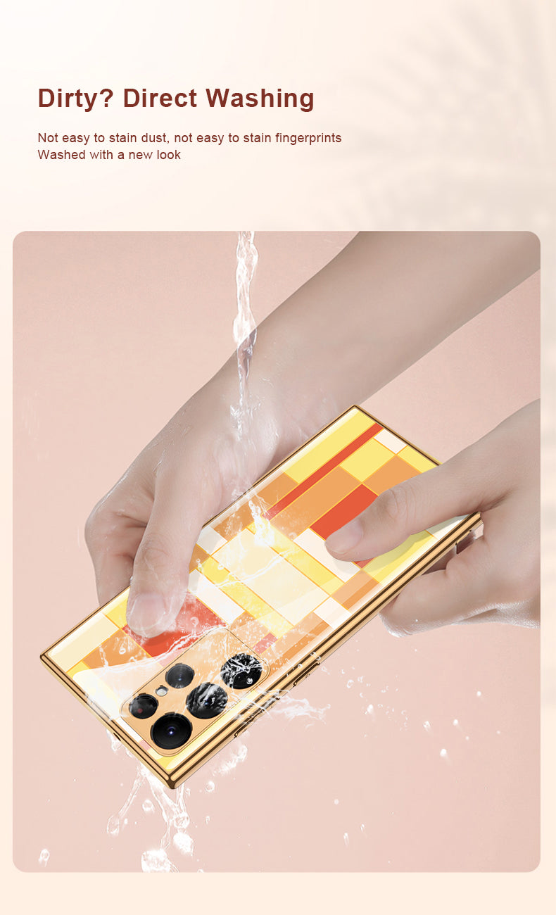 Painted Tempered Glass Case For Samsung Galaxy S22 Plus Ultra Case