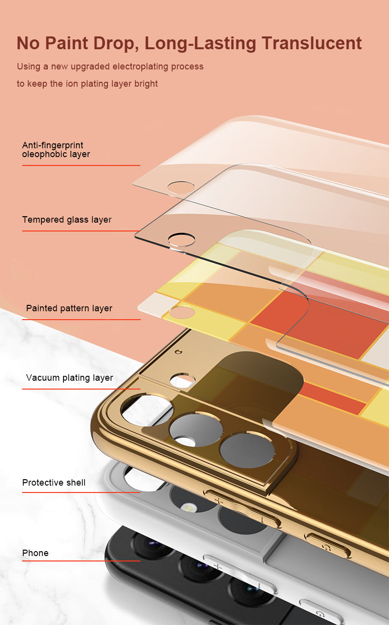 Painted Tempered Glass Case For Samsung Galaxy S22 Plus Ultra Case