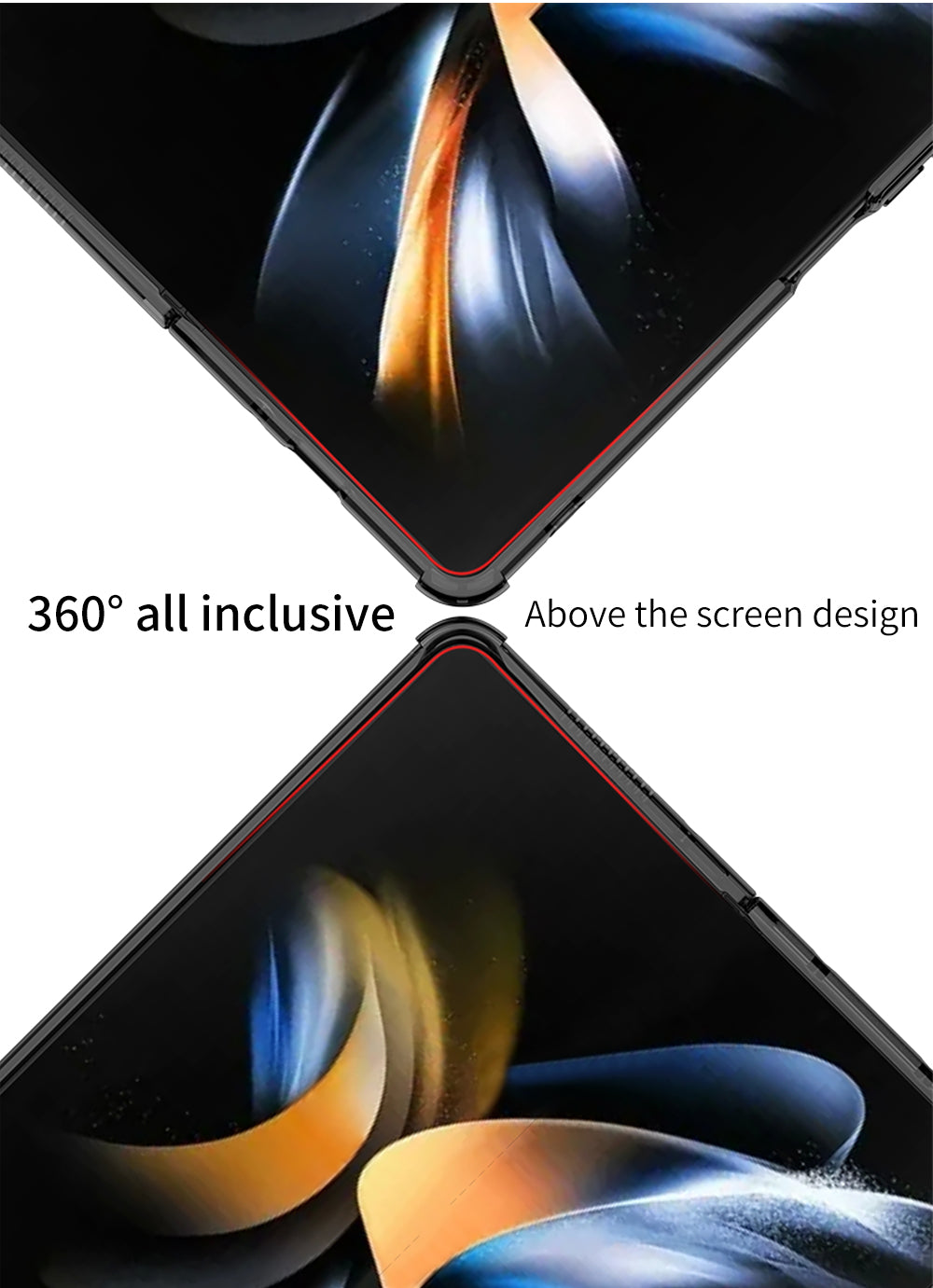 Airbag Bumper With Glass Frame Cover For Samsung Galaxy Z Fold 4 Case Shockproof Clear Soft Edge Case For Galaxy Z Fold4 5G