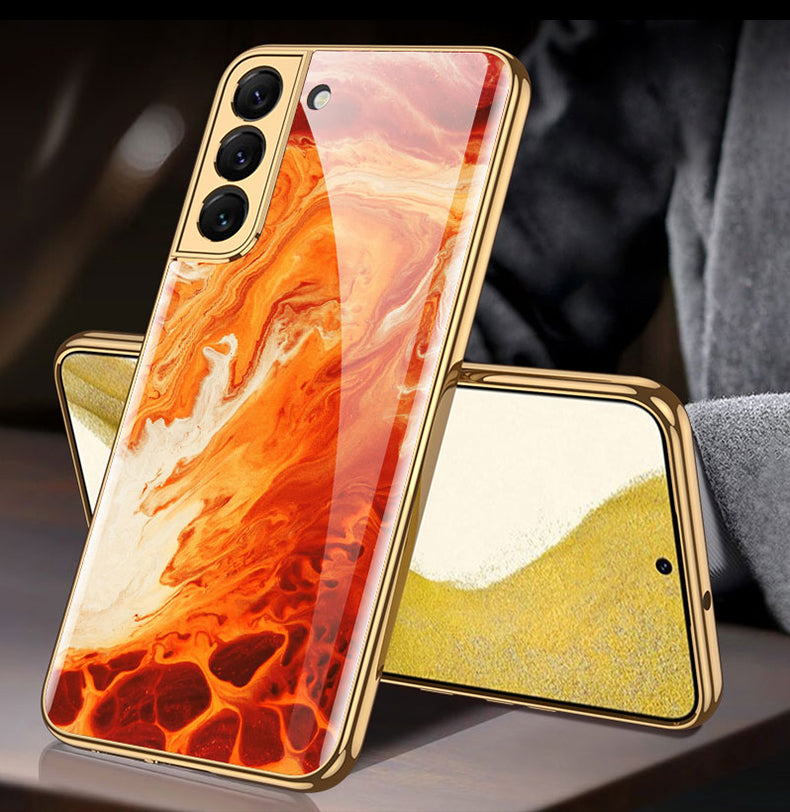 Tempered Glass Case For Samsung Galaxy S22 Plus Ultra Case Luxury Plating Frame Cover For Samsung S22 Plus Ultra