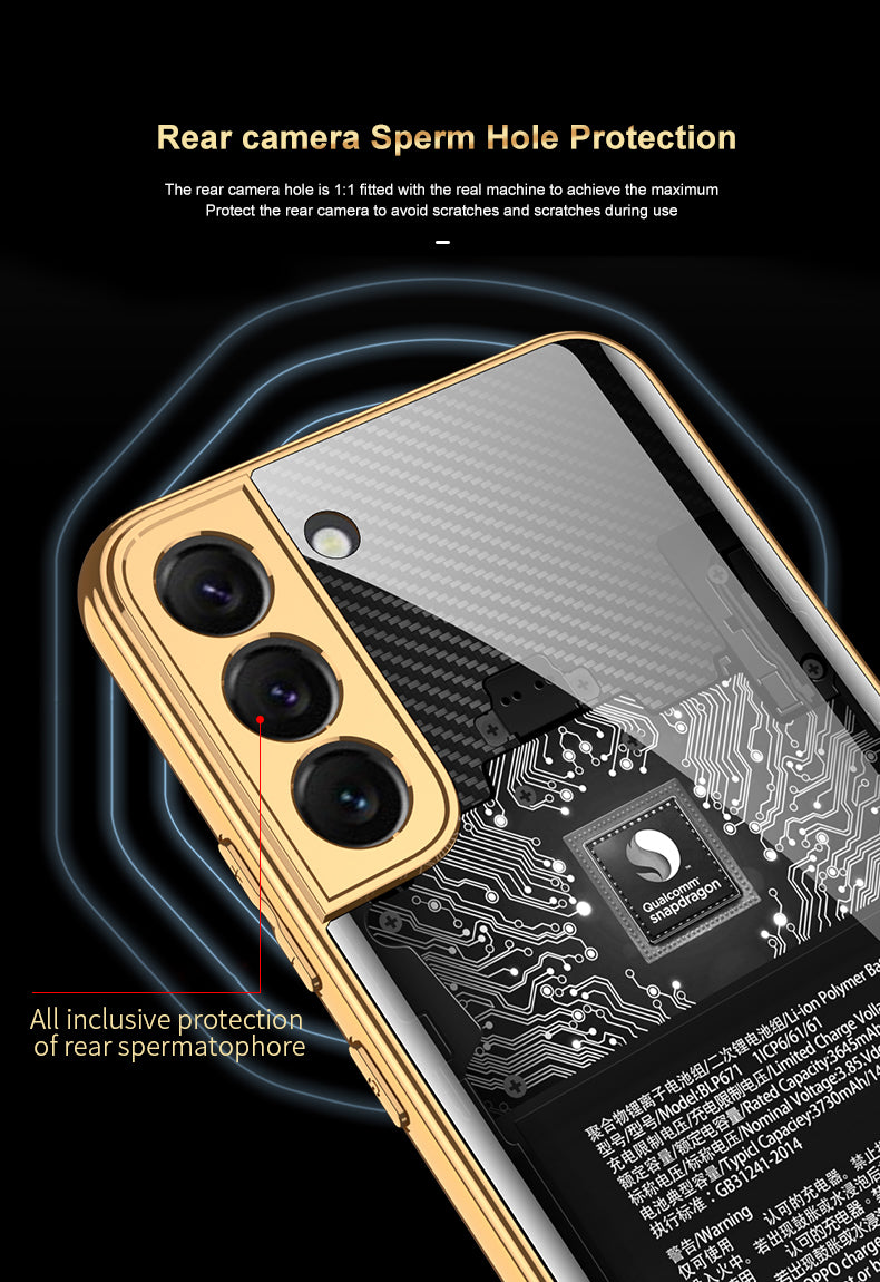 Tempered Glass Case For Samsung Galaxy S22 Plus Ultra Case Luxury Plating Frame Cover For Samsung S22 Plus Ultra