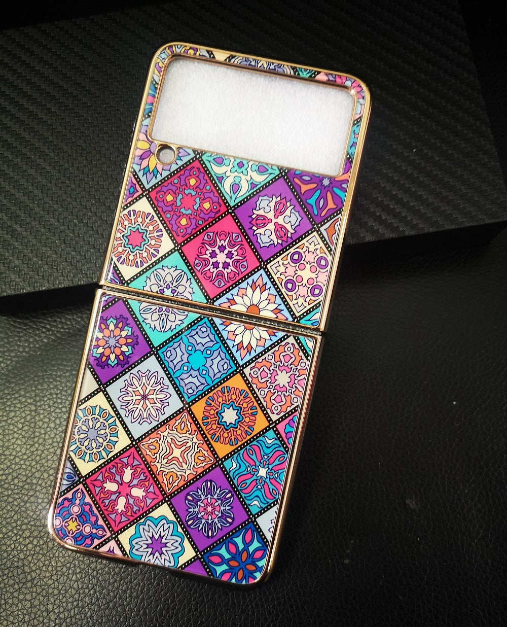 Luxury Tempered Glass Case for Samsung Z Flip 3 Case Retro Folk